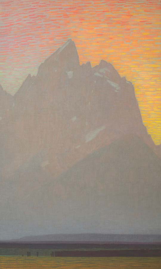 Image of Grand Teton with Bright Sunset by David Grossmann