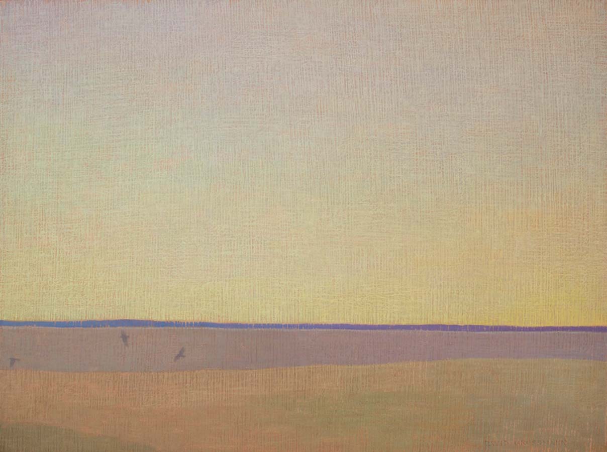 Image of Three Ravens with Blue Horizon by David Grossmann