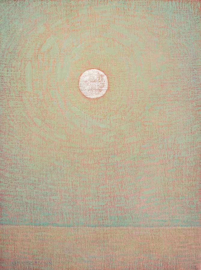 Image of White Gold Moon and Pale Green Sky by David Grossmann