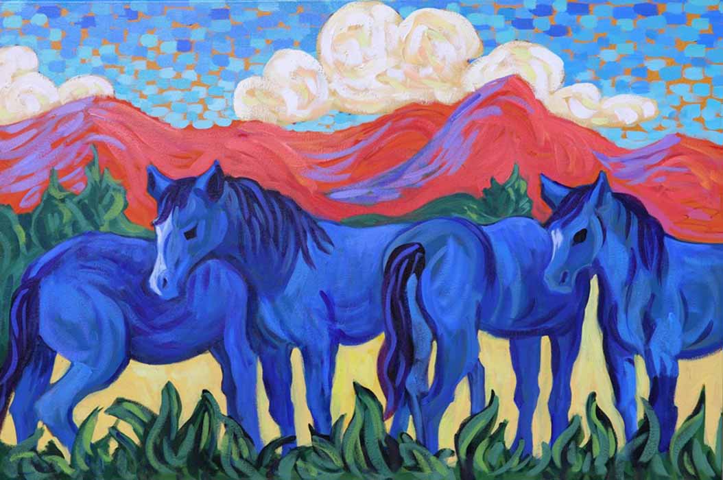 Image of Western Blue Horses by Claudia Hartley