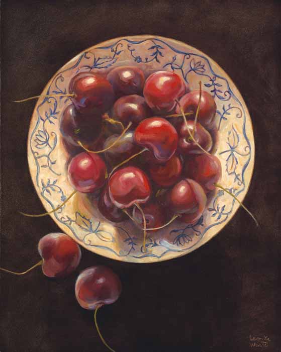 Image of Cherries in Blue and White by Kathrine Lemke Waste