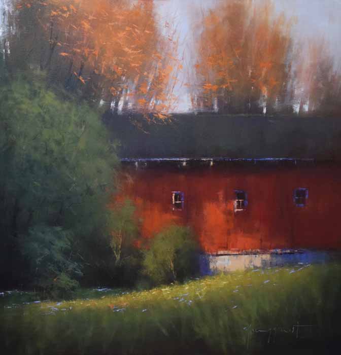 Image of Red Barn in Autumn by Romona Youngquist