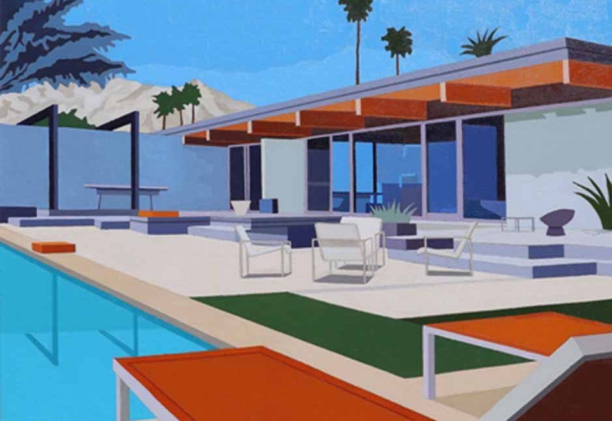 Image of Palm Springs House with Orange Loungers   by Andy Burgess