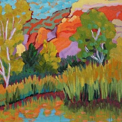 Image of Cottonwoods and Reeds by Claudia Hartley