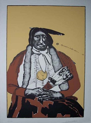 Image of Indian with Feather Fan State II AP by Fritz Scholder