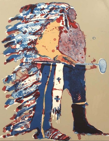 Image of Indian Portrait with Tomahawk State I #32/75 by Fritz Scholder